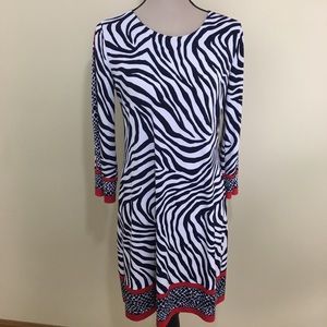 Michael Kors Stretch Shift 3/4 Sleeve Zebra